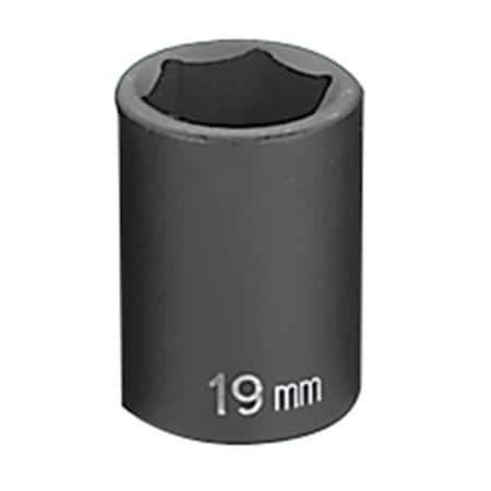 Grey Pneumatic 1/2" Drive, 19mm Size, Metric Socket, 6 Points, 19mm, 1/2"D, Impact, 6pt. 2019M