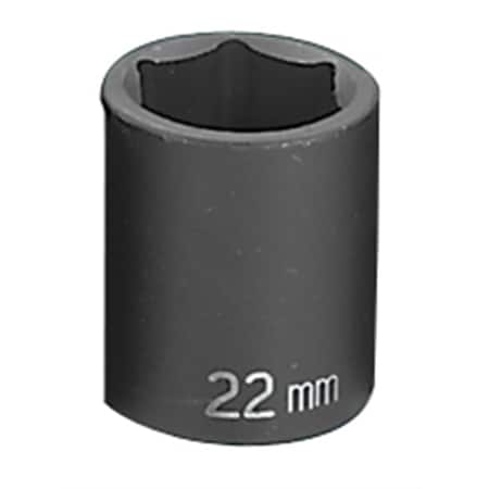 Grey Pneumatic 1/2" Drive, 22mm Size, Metric, Socket, 6 Points, 22mm, 1/2"D, Impact, 6pt. 2022M