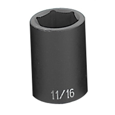 Grey Pneumatic 1/2" Drive, 11/16" Size, SAE Socket, 6 Points, 11/16", 1/2"D, 6pt. 2022R