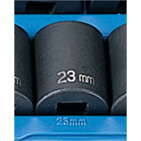Grey Pneumatic 1/2" Drive, 23mm Size, Metric Socket, 6 Points, 23mm, 1/2"D, Impact, 6pt. 2023M