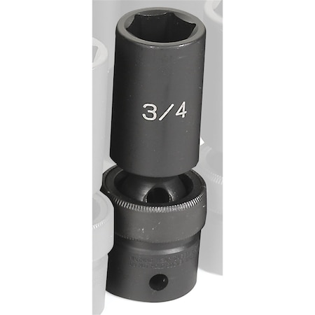 Grey Pneumatic 1/2" Drive, 3/4" Size, SAE Socket, 6 Points, 3/4", 1/2"D, 6pt., D, Black 2024UD