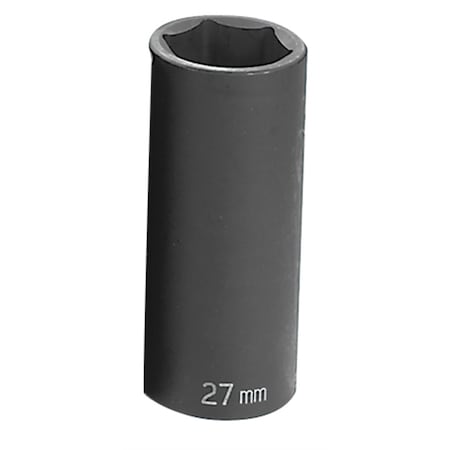 Grey Pneumatic 1/2" Drive, 27mm Size, Metric Socket, 6 Points, 27mm, 1/2"D, Impact, 6pt., D 2027MD