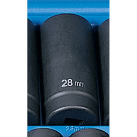 Grey Pneumatic 1/2" Drive, 28mm Size, Metric Socket, 6 Points, 28mm, 1/2"D, Impact, 6pt., D 2028MD