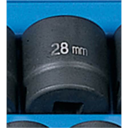 Grey Pneumatic 1/2" Drive, 28mm Size, Metric Socket, 6 Points, 28mm, 1/2"D, Impact, 6pt. 2028M