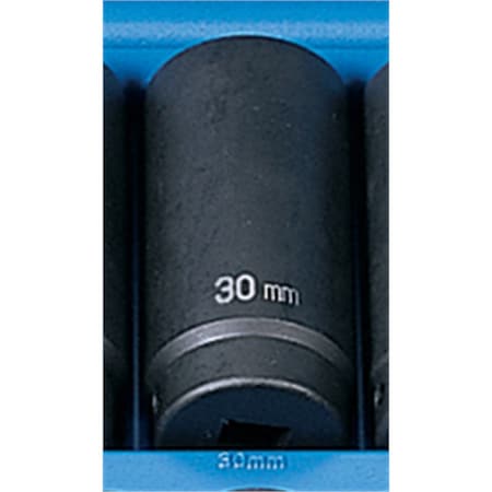 Grey Pneumatic 1/2" Drive, 30mm Size, Metric Socket, 6 Points, 30mm, 1/2"D, Impact, 6pt., D 2030MD