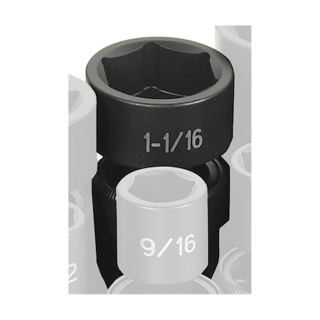 Grey Pneumatic 1/2" Drive, 1-1/16 Size, SAE Socket, 6 Points 2034U