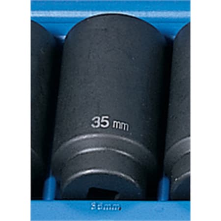Grey Pneumatic 1/2" Drive, 35mm Size, Metric Socket, 6 Points, 35mm, 1/2"D, Impact, 6pt., D 2035MD