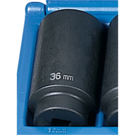 Grey Pneumatic 1/2" Drive, 36mm Size, Metric Socket, 6 Points, 36mm, 1/2"D, Impact, 6pt., D 2036MD