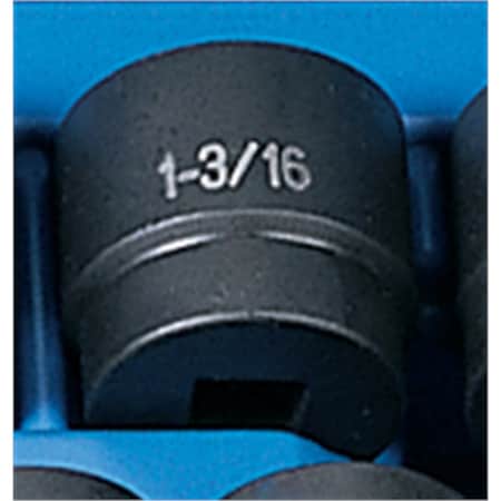 Grey Pneumatic 1/2" Drive, 1-3/16" Size, SAE Socket, 6 Points, 1-3/16", 1/2"D, 6pt. 2038R