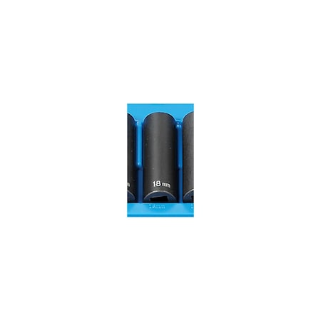 Grey Pneumatic 1/2" Drive, 18mm Size, Metric Socket, 12 Points, 18mm, 1/2"D, Impact, 12pt., D 2118MD