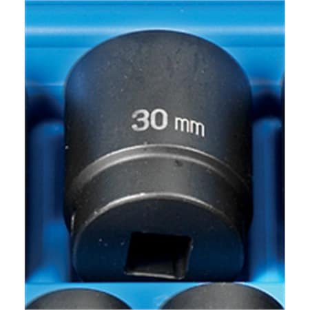 Grey Pneumatic 1/2" Drive, 30mm Size, Metric Socket, 12 Points, 30mm, 1/2"D, Impact, 12pt. 2130M
