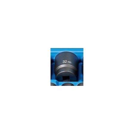 Grey Pneumatic 1/2" Drive, 32mm Size, Metric Socket, 12 Points, 32mm, 1/2"D, Impact, 12pt. 2132M