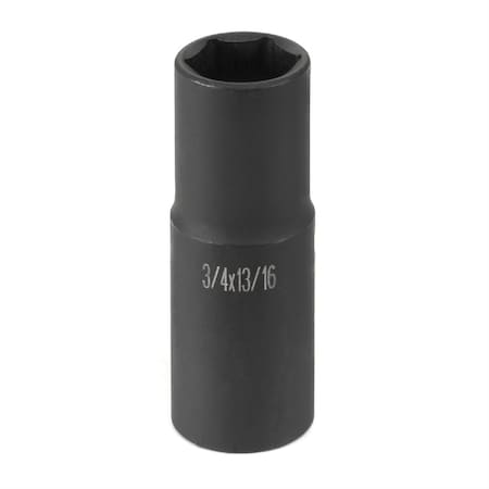 Grey Pneumatic 1/2" Drive, 3/4; 13/16 Size, SAE Socket, 6 Points, 3/4x13/16", 1/2"D, Univ Hex 2146DT
