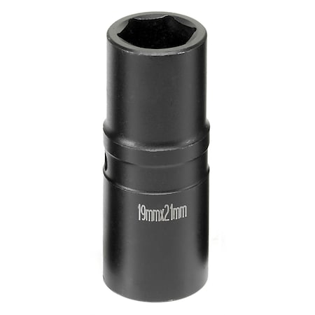 Grey Pneumatic 1/2" Drive, 19mm; 21mm Size, Metric Socket, 6 Points, 19mmx21mm, 1/2"D, Hex 2392D
