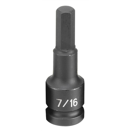 Grey Pneumatic 1/2" Drive, 7/16 Size, SAE Socket, 6 Points, 7/16", 1/2"D, Hex 2914F