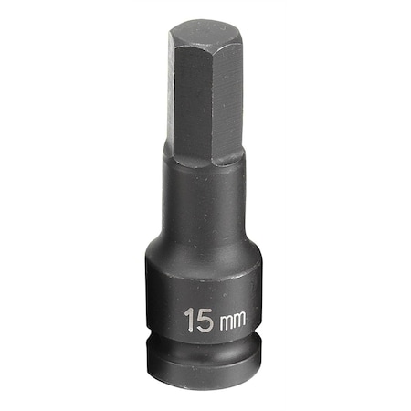 Grey Pneumatic 1/2" Drive, 15mm Size, Metric Socket, 6 Points, 15mm, 1/2"D, Impact, Hex 2915M