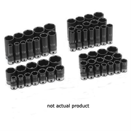 Grey Pneumatic 1/2" Drive, Duo-Socket, 22 pcs, Duo-1/2"D, Fractional, 22pcs. 81121MD