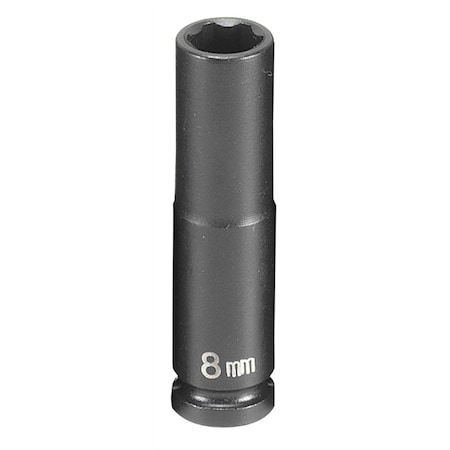 Grey Pneumatic 1/4" Drive, 8mm Size, Metric Socket, 6s Points, 8mm, 1/4"D, Impact, 6pt., D 908MDS