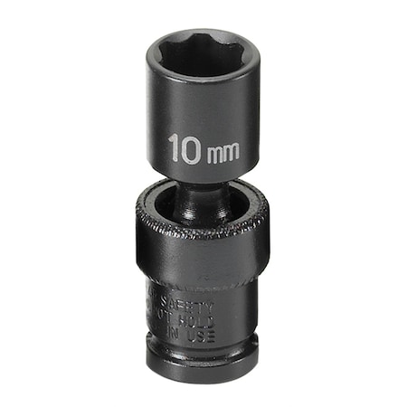 Grey Pneumatic 1/4" Drive, 10mm Size, Metric Socket, 6s Points, 10mm, 1/4"D, Impact, Univ 6pt. 910UMS