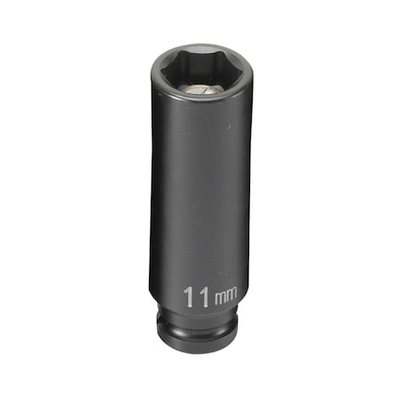Grey Pneumatic 1/4" Drive, 11mm Size, Metric Socket, 6 Points, 11mm, 1/4"D, Impact, 6pt., D M 911MDG