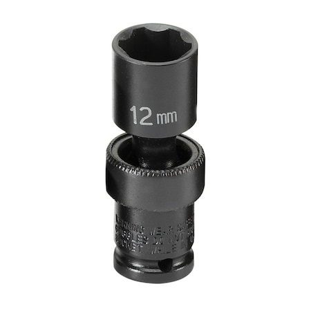Grey Pneumatic 1/4" Drive, 12mm Size, Metric Socket, 6s Points, 12mm, 1/4"D, Impact, Univ 6pt. 912UMS