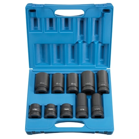 Grey Pneumatic 1" Drive Socket Set, Metric, 10 pcs 9153