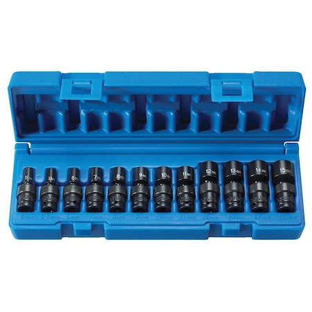 Grey Pneumatic 1/4" Drive Universal Set, Metric, 12 pcs 9712UMG