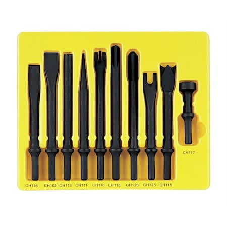 Grey Pneumatic 10PC GENERAL SERVICE CHISEL SET .401 SHANK CS110