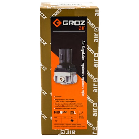 Groz Air Regulator, Standard, 1/2" NPT, 3 ft. 60054