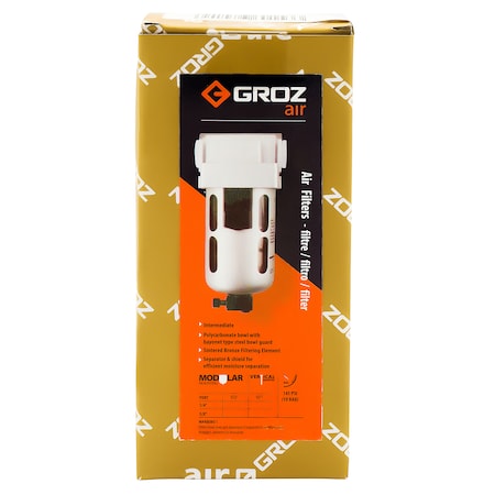 Groz Air Filter, PC Bowl, 3/8" NPT 60153