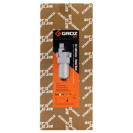 Groz Air Lubricator, Metal Bwl, Stndrd, 1/2" NPT 60282
