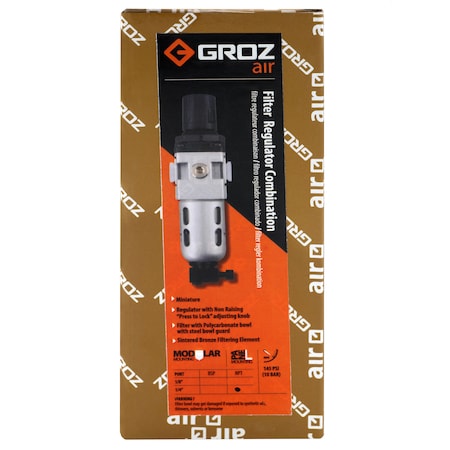 Groz Filter Reg Combo, PC Bowl, Mini, 1/4" NPT 60351