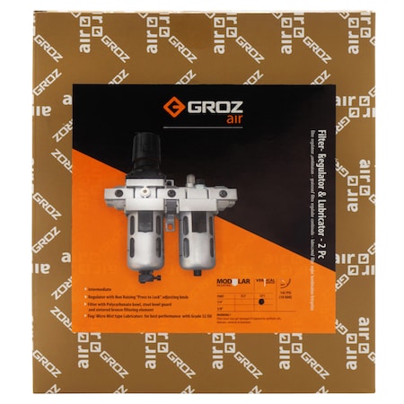 Groz Air FRL, Polycrbnte Bwl, Intrmdt, 1/4"NPT 60470