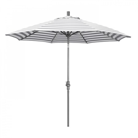 California Umbrella Patio Umbrella, Octagon, 102.38" H, Olefin Fabric, Gray White Cabana Stripe 194061016718