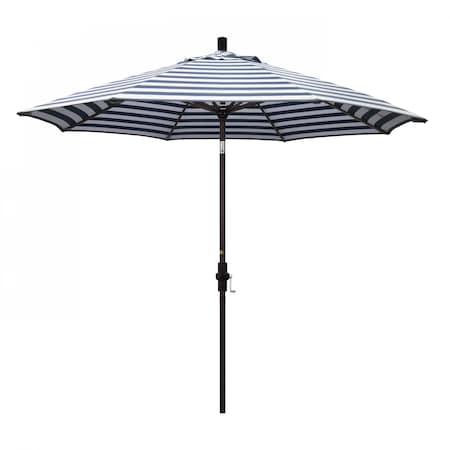 California Umbrella Patio Umbrella, Octagon, 102.38" H, Olefin Fabric, Navy White Cabana Stripe 194061017623