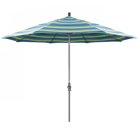 California Umbrella Patio Umbrella, Octagon, 109.5" H, Sunbrella Fabric, Seville Seaside 194061020043