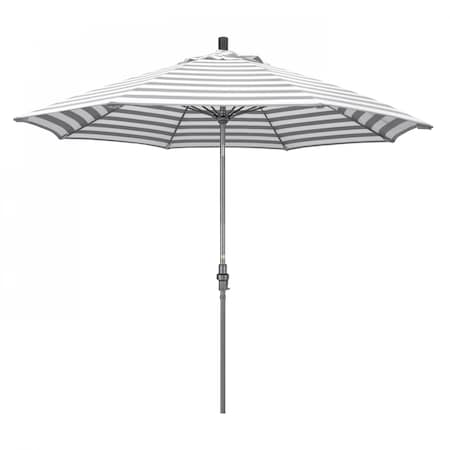 March Patio Umbrella, Octagon, 101" H, Olefin Fabric, Gray White Cabana Stripe GSCUF908010-F95