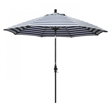 California Umbrella Patio Umbrella, Octagon, 101" H, Olefin Fabric, Navy White Cabana Stripe 194061026304