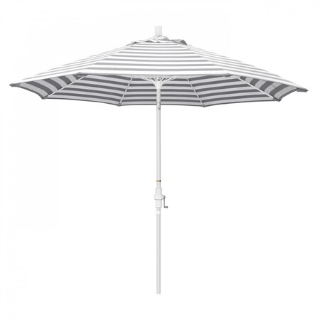 California Umbrella Patio Umbrella, Octagon, 101" H, Olefin Fabric, Gray White Cabana Stripe 194061027196