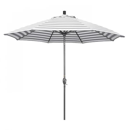 California Umbrella Patio Umbrella, Octagon, 101" H, Olefin Fabric, Gray White Cabana Stripe 194061032572