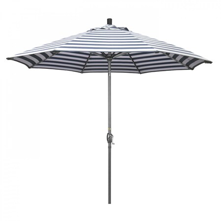 California Umbrella Patio Umbrella, Octagon, 101" H, Olefin Fabric, Navy White Cabana Stripe 194061032589