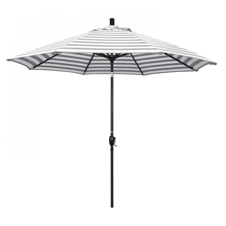March Patio Umbrella, Octagon, 101" H, Olefin Fabric, Gray White Cabana Stripe 194061033470