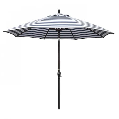 California Umbrella Patio Umbrella, Octagon, 101" H, Olefin Fabric, Navy White Cabana Stripe 194061033487