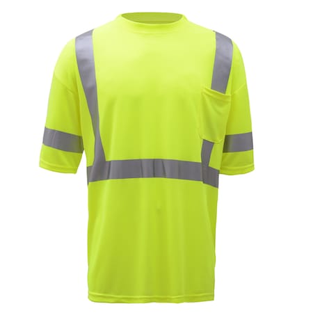 Gss Safety Hi-Vis Short Sleeve T-Shirt, 100% Polyester Birdseye, Lime, 2XLT 5007-TALL 2XL