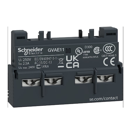 Schneider Electric Auxillary Contact, 2.5A, 1NC, 1NO GVAE11