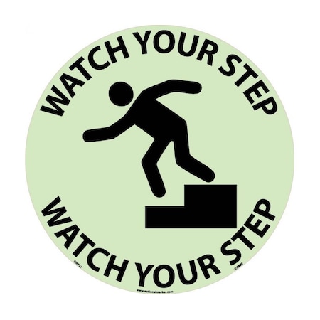 Nmc Watch Your Step Glow Walk On Floor Sign GWFS1