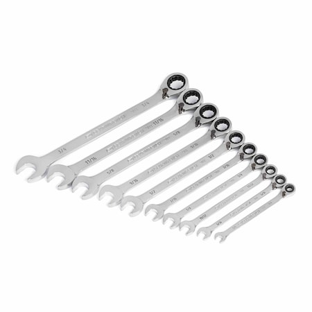 Gearwrench 10 Piece 90-Tooth 12 Point SAE Reversible Ratcheting Wrench Set 86658