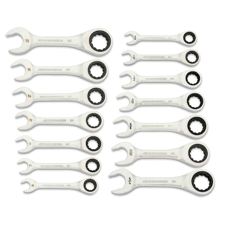 Gearwrench Metric Stubby Ratchet Combo Wrench 14Pc 86859