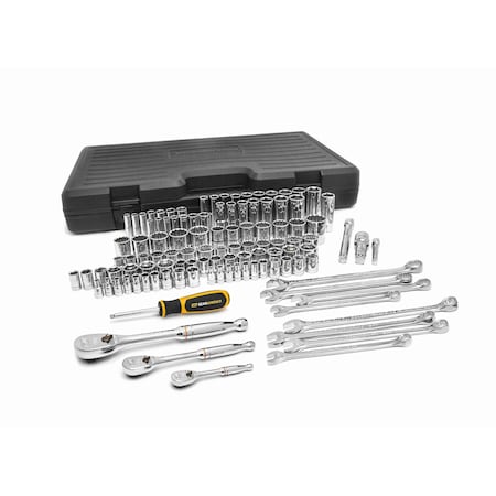 Gearwrench 110 Piece 1/4", 3/8" & 1/2" Drive 6 & 12 Point Standard & Deep SAE/Metric Mechanics Tool Set 89058