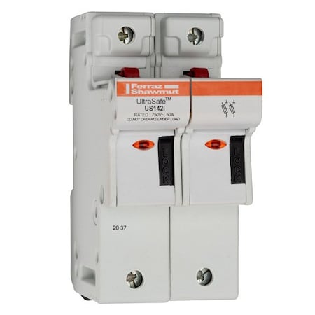 Mersen Fuse Holder, 750V AC Volt Rating, 2 Poles, Pressure Plate H331138